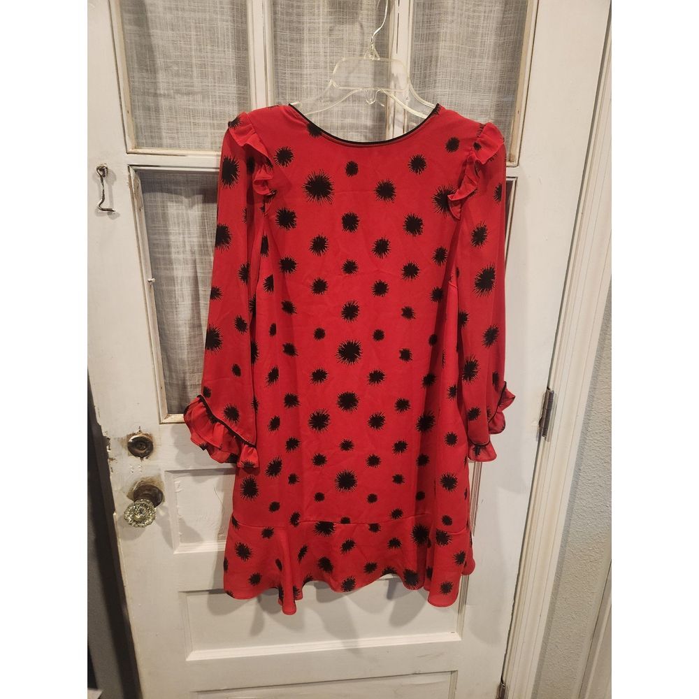Who‎ What Wear Red with Black Polka Dot 3/4 Sleeve Dress Women's Size XS